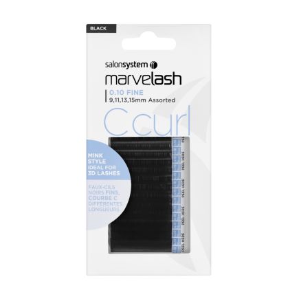 Salon System Marvelash C Curl Lashes 0.10 (Fine) Mink Style Black - Assorted Length