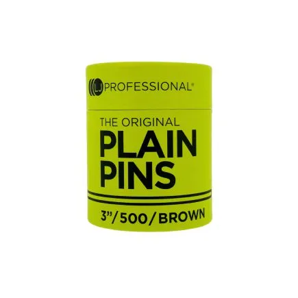 LJ Professional Original Plain Pins Brown 3 inch (500pk)