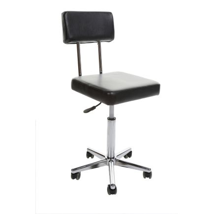 Crewe Severn Square Stool with Backrest - Black