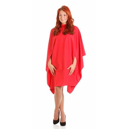 Feel For Hair Artisan Gown Microfibre Fabric Red with Poppers