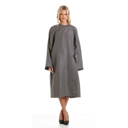 Feel For Hair Rapport Gown Microfibre Fabric Charcoal with Poppers