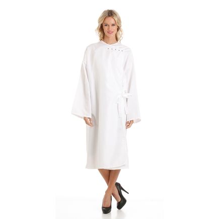 Feel For Hair Rapport Gown Microfibre Fabric White with Poppers