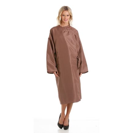 Feel For Hair Rapport Gown Microfibre Fabric Cocoa with Poppers