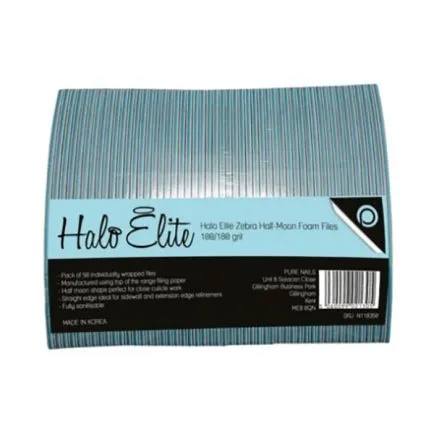 Halo Elite Zebra Moon Nail Files 100/180 Grit (50pk)