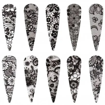 Halo Create Nail Foils Black Lace (10pk)