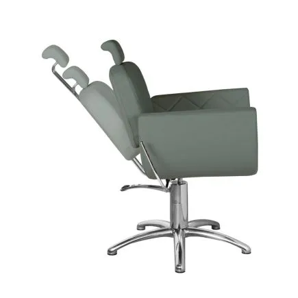 Salon Ambience Icon Recl.+Headrest Hydraulic Styling Chair Round Silver