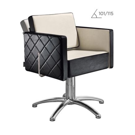 Salon Ambience Square+ Reclinable Hydraulic Styling Chair Five Star Silver Base