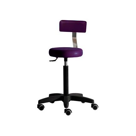 Salon Ambience Gilera Stool with backrest Five Star Black Plastic Base