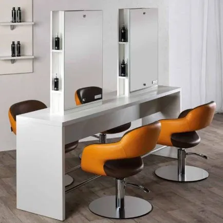 Salon Ambience Brooklyn White Ash Styling Unit Two Position Island