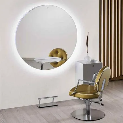 Salon Ambience Planet Round Mirror Rounded Aluminium Shelf & Footrest