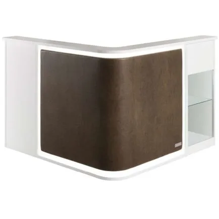 Salon Ambience Smart White Ash Reception Desk with Front Panel, Side Cabinet & Display