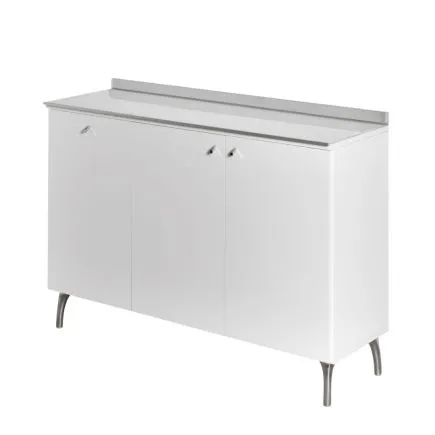 Salon Ambience Service Cabinet 120 White Ash With Aluminium feet