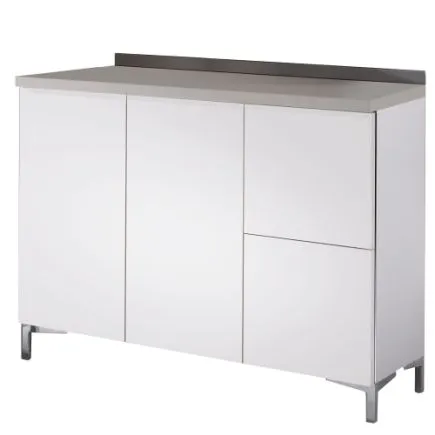 Salon Ambience Wall System White 120 Base with Doors RH Drawers