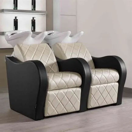 Salon Ambience Luxury+ Double Wash Unit with Massage Matt Black basin