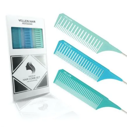 Vellen Weave Tail Comb Set Green/Blue/Mint (3pk)