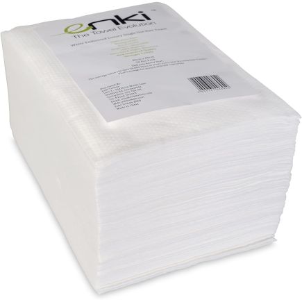 Enki Luxury Disposable White Salon Towels 50pk Essentials Hygien