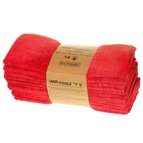 Hair Tools Microfibre Bleach Proof Towels Red (Pack of 12)