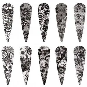 Halo Create Nail Foils Black Lace (10pk)