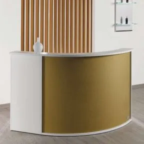 Salon Ambience Form White Ash Reception Desk Curved Sky Panel Side Cabinet