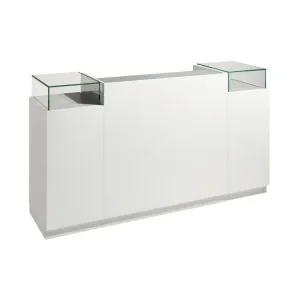 Salon Ambience Romance White Ash Reception Desk Two Side Cabinet & LED Light