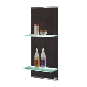 Salon Ambience Shine Wenge Display Panel, Glass Shelves & LED Lighting