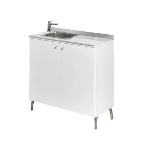 Salon Ambience Service Cabinet 80 White Ash Towel Bin LH Basin