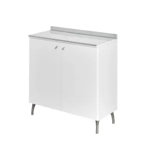 Salon Ambience Service Cabinet 80 White Ash Aluminium Feet