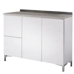 Salon Ambience Wall System White 120 Base with Doors LH Drawers