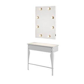 Medical & Beauty Elegance Make-Up Work Unit with Aluminium Legs White Ash