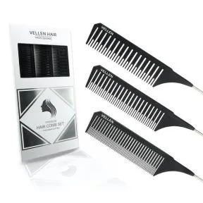 Vellen Weave Tail Comb Set Black (3pk)