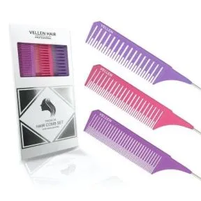 Vellen Weave Tail Comb Set Purple/Rose/Violet (3pk)